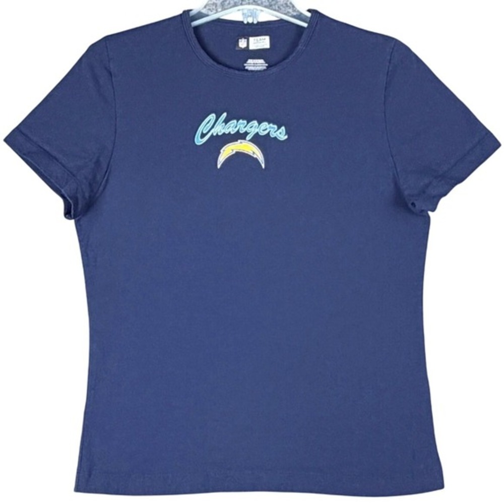 Y2K San Diego Chargers Women's L Logo Shirt‎ NFL Team Apparel Navy Blue Cotton